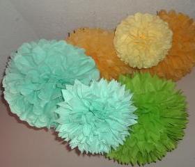 7 tissue paper poms. Wedding decorations