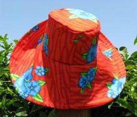 Red Print Sunhat Wide Brim