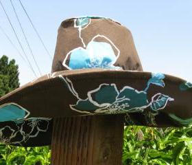 Brown Blue Wide Brim Sunhat
