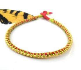 Neon friendship bracelet, ball chain gold, stackables, trendy Metallic fashion, Neon spring 2012 for her under 15