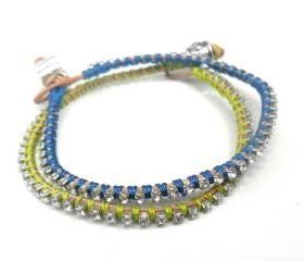 Friendship bracelet, rhinestone chain, silk woven, trendy bracelets, Metallic Zing fashion spring 2012 for her under 20