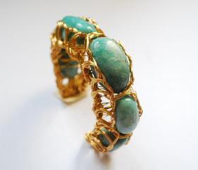 Amazonite Wire Wrapped Bracelet Cuff