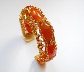 Carnelian Wire Wrapped Bracelet Cuff