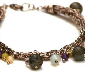 Bracelet Sterling Silver Wire wrapped Labradorite, Blue quartz, Jade, Amethyst, Rose quartz Cream quartz, Amazonite Beads Alou Alou Matilde