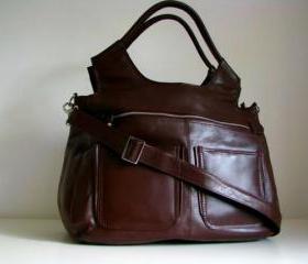 Brown Leather Weekend Travel Laptop Bag