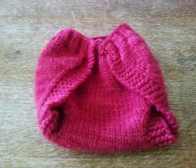 Red Knit Wool Diaper Wrap
