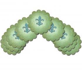 Scalloped Circle Fleur de Lis Vintage Gift Tags , 9 pcs