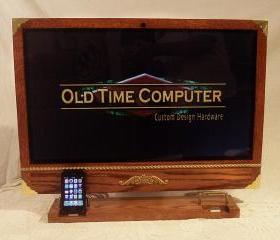 DUAL iPhone - iPod Dock -Charger and Sync Station - OAK - Brass style V2 ( iMac Base- Apple Studio Monitor or stand alone