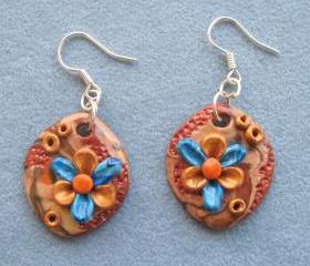 Earrings in stylish design - Unique handmade - Fimo - OOAK
