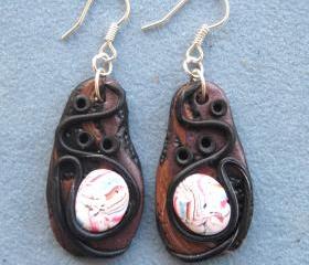 Long Earrings in stylish design - Unique handmade - Fimo - OOAK