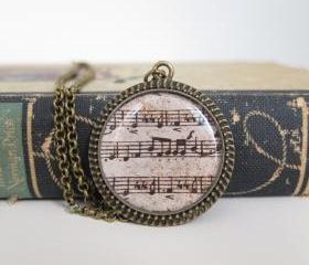 Music Necklace, Sheet Music Necklace, Sheet Music Jewelry, Music Jewelry, Resin Necklace, Gifts for Musicians 