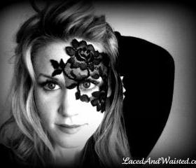 Black Lace Half Mask - Adheres to skin! 