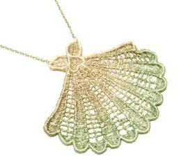 Lace Necklace Hand Dyed - Seashell in Tan and Sea Foam Green - Ombre - Customizable Colors - Summer Ocean
