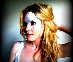 Silver Lace Masquerade Mask - Adheres to skin!