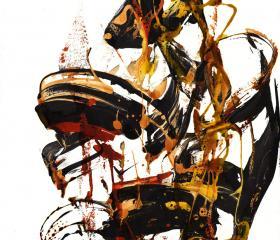 Original Contemporary Abstract 11x17 Painting ,,,, Modern Art -- Watch OUT Expression 216.102211