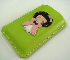 Princess Kelly iPhone leather case with bumper case size ( Lime Green )