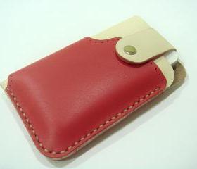 Leatherprince Handmade iPhone 4 leather case ( Red / Creamy )