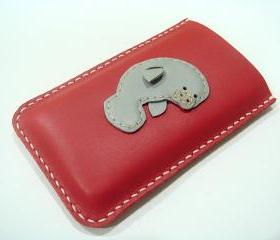 Layla the Manatee iPhone Leather case ( Red and Grey )