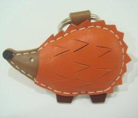 Heather the Hedgehog Leather Keychain ( Orange )