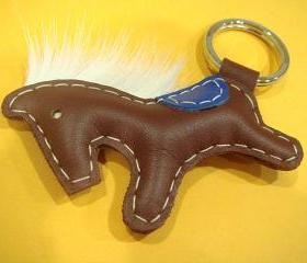 Beon the Horse Leather Keychain ( Dark Brown )