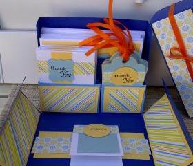 Stationery Box Set - Blue, yellow and orange THANK YOU set