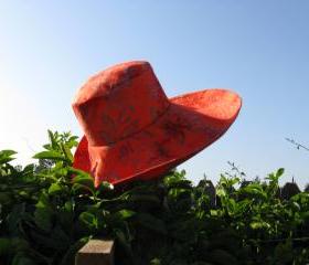 Orange Batik Wide Brim SunHat Womens
