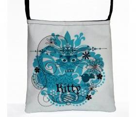 Kitty Cat Cute Turquoise Blue Cross Body Essentials Handbag Purse, Ready to Ship