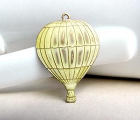 Hand Patina Hot Air Balloon, Cream Hot Air Balloon, Cream Patina, Brass Pendant