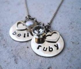 charm necklace charm pendany personalized necklace personalized jewelry handstamped necklace