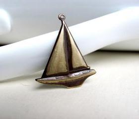 Dark Patina Sailboat Pendant Charm