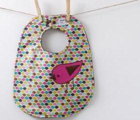 Appliqued Birdie Baby Bib - Perfect Baby Shower Gift!