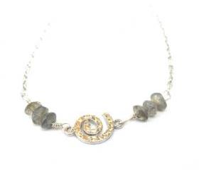 Everyday delicate necklace, Labradorite hammered spiral, minimalist, mother's day gift for her, under 30