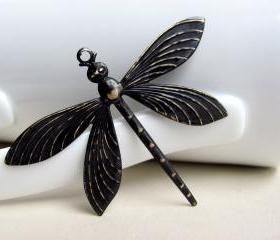 Black Patina Dragonfly Pendant