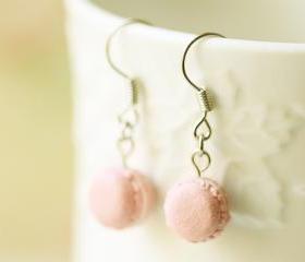 Miniature Food Jewelry - Soft Pink French Macaron Earrings