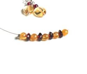 Everyday necklace earrings set Citrine and Garnet - BarelyThere - Valentine's gift for her under 20 garnet january birthstone