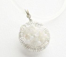 Moonstone necklace, Sterling Silver wire wrapped pendant, 'Full of wishes' Fertility necklace, mother's day, gift for her under 30