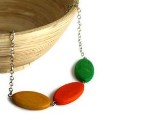 Chunky bead necklace. Chunky necklace with wood beads in citrus colors. Perfect summer fashion. Ready to ship.