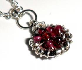 January Birthstone Garnet Necklace Sterling silver Pendant Charm -Full of Wishes-Garnet beads Valentine's Gift For Her Under 25