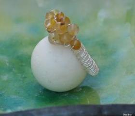 Unique Cocktail Ring sterling silver wire wrapped ring - Cluster of Joy - Natural agate Mother's Day gift for her under 30