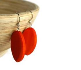 Wood Earrings with Tangerine Tango Orange Wood Beads. Beaded Earrings with Nickel Free Hooks.