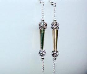 Dangle Earrings Silver Crystal ball. Chain Dangle earrings Disco Fashion Valentine's Gift. For Her. Gift Under 15