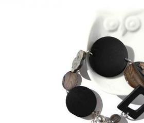 Black bracelet with magnetic clasp. Fashion chunky bracelet. Ready to ship.