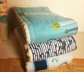 Cloth Diaper Burp Cloths, set of 3, Arabian Nights in Blue