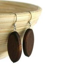 Beaded Earrings with Chocolate Brown Wood Beads on Nickel Free Fish Hooks.
