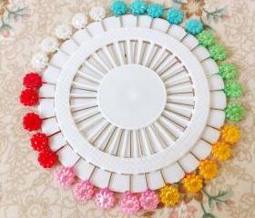 sewing pins/ cartwheel of floral pins