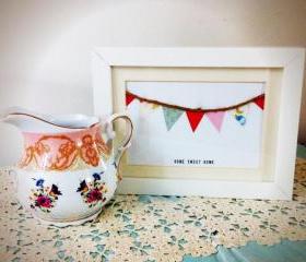 Home Sweet Home handmade bunting framed artwork
