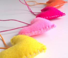 Home/Party/Wedding Hearts Decorations - pink, orange, yellow, vibrant, neon, colorful - Set of 4 - Ornaments/favors/decor/gifts