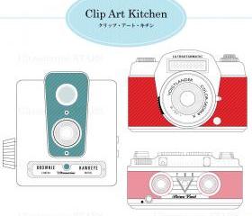 Printable Digital clip art: Vintage Camera set