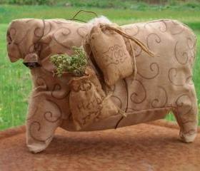 Folk Art Sheep Doll - Primitive White Faced Sheep