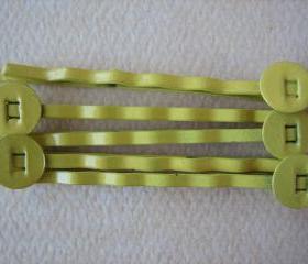 10PCS - Yellow - Hair Pins - 8MM Round Pad - Jewelry Findings by ZARDENIA